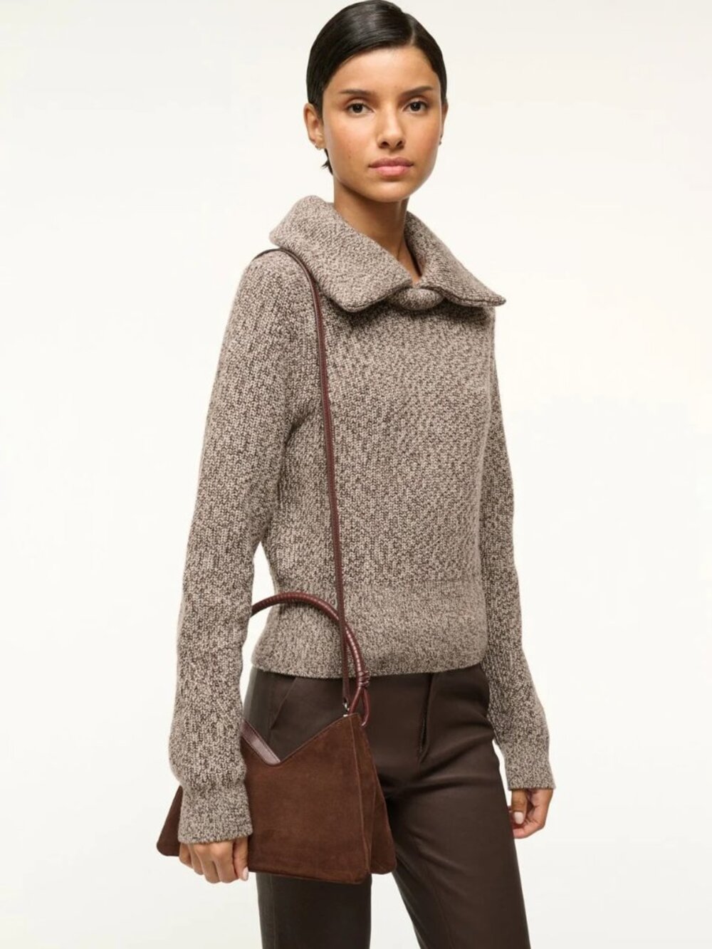 Staud Valerie Shoulder Bag in Mahogany Suede - Picture 6 of 12